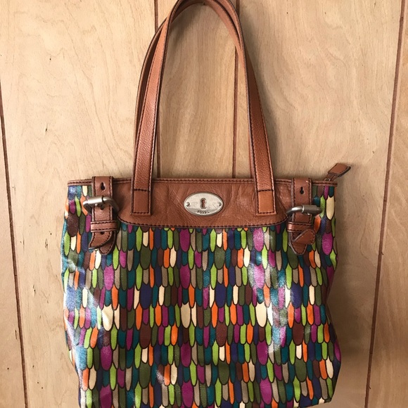 Fossil multi-colored shoulder bag key per purse - Picture 1 of 4